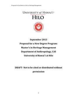 Master's in Heritage Management Department of Anthropology, CAS