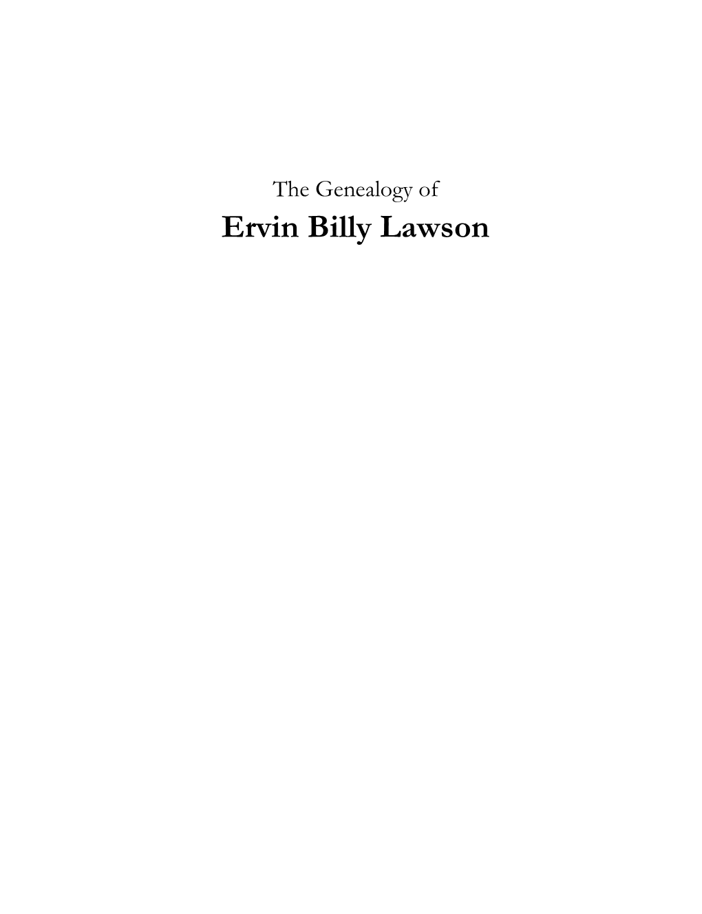 The Genealogy of Ervin Billy Lawson