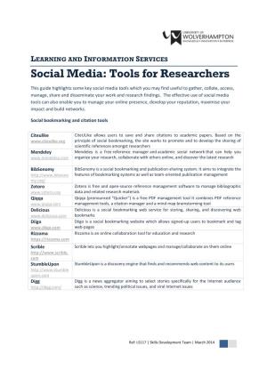 Social Media: Tools for Researchers