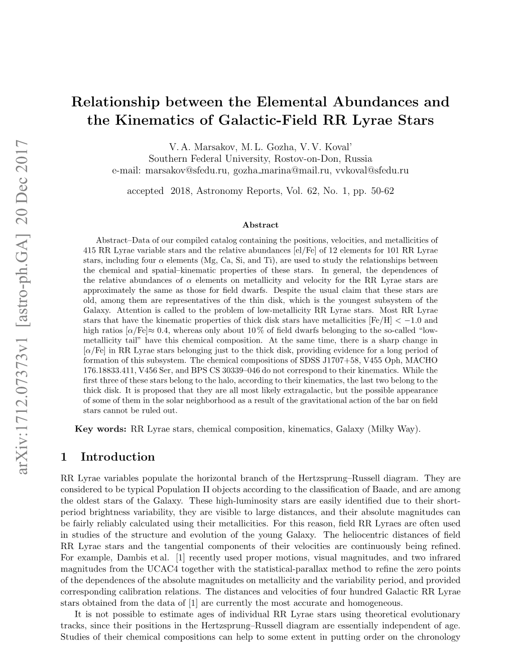 Relationship Between the Elemental Abundances and the Kinematics of Galactic-Field RR Lyrae Stars
