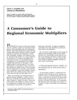 A Consumer's Guide to Regional Economic Multipliers