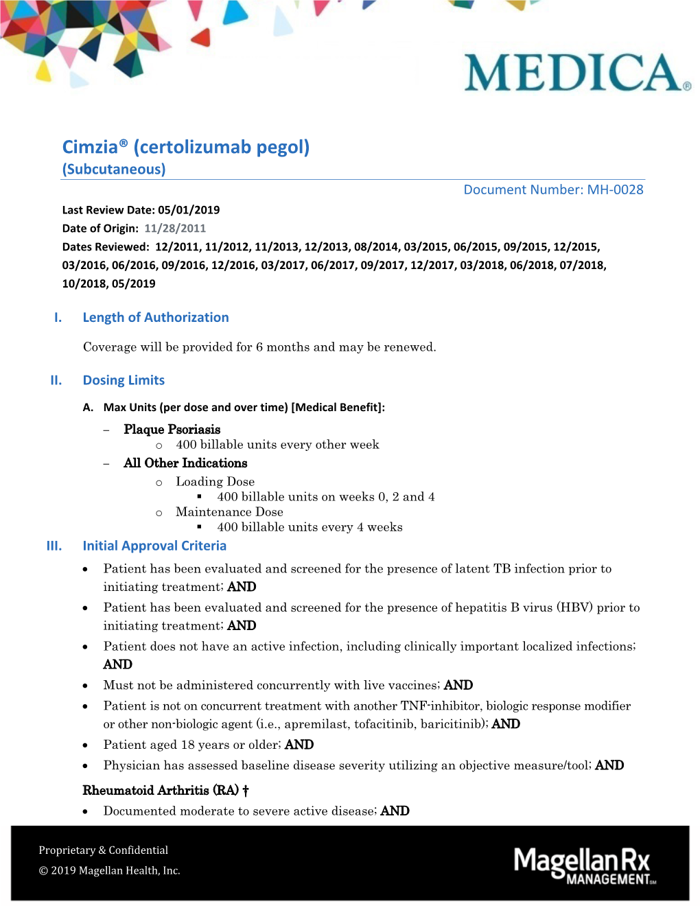 Cimzia® (Certolizumab Pegol)