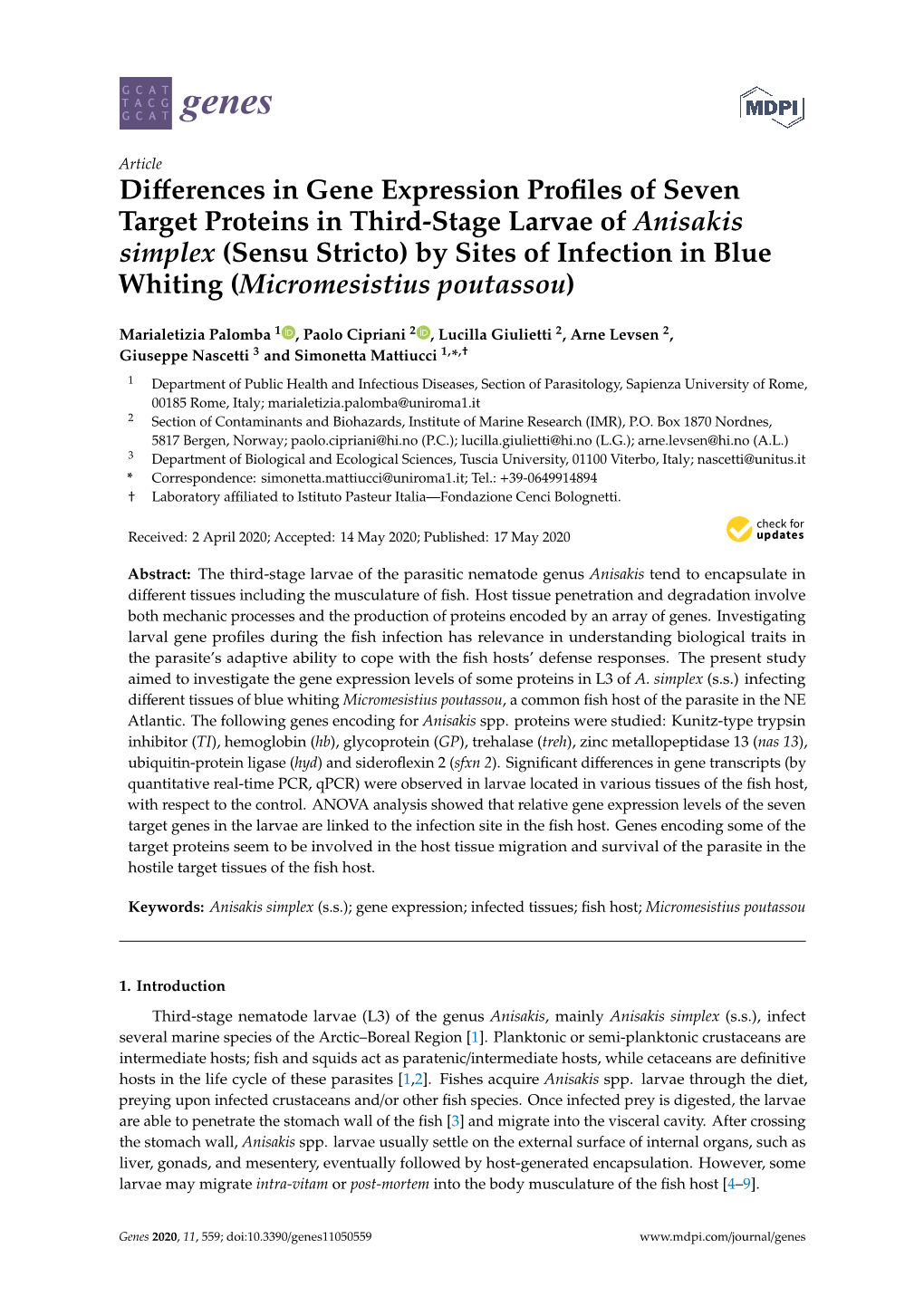 Differences in Gene Expression Profiles of Seven Target