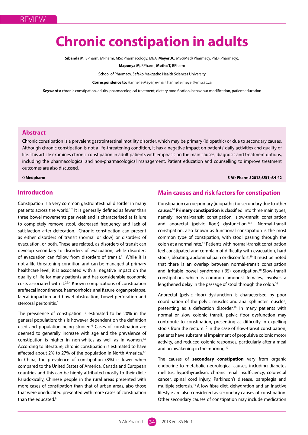 Chronic Constipation in Adults