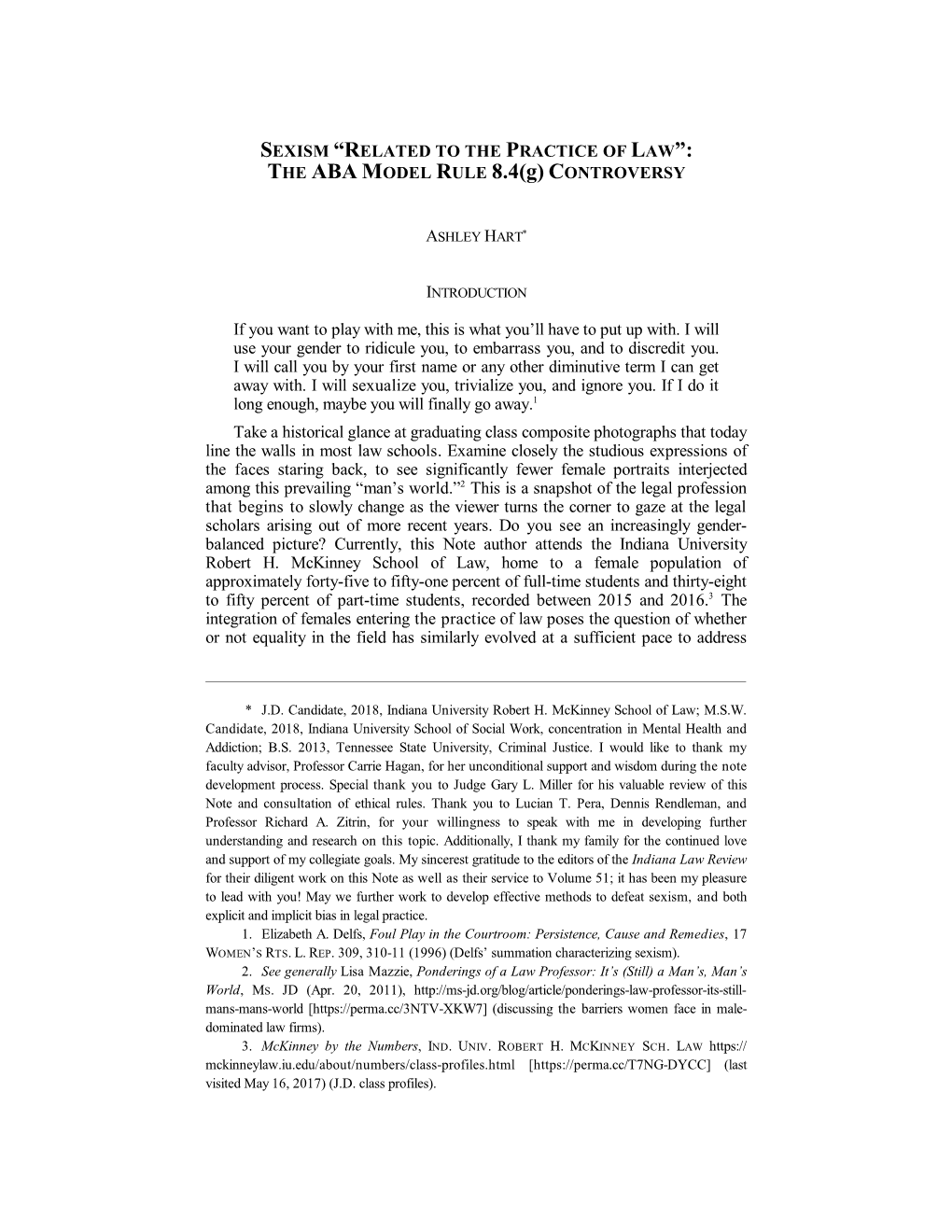 SEXISM “RELATED to the PRACTICE of LAW”: the ABA MODEL RULE 8.4(G) CONTROVERSY