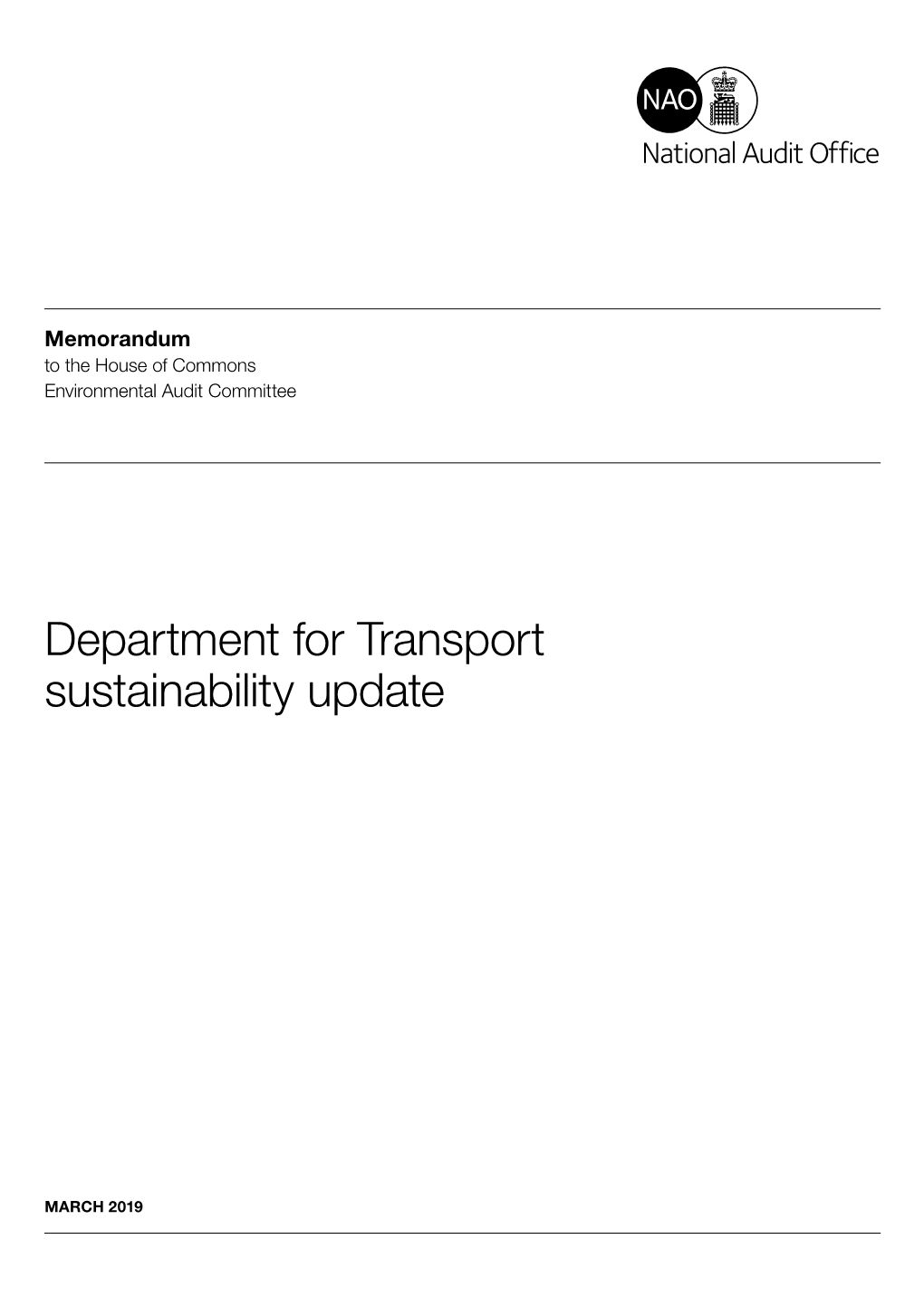 Department for Transport Sustainability Update