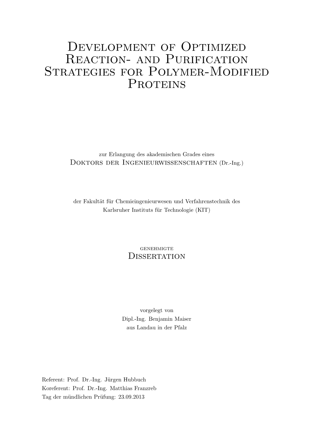 And Purification Strategies for Polymer-Modified Proteins