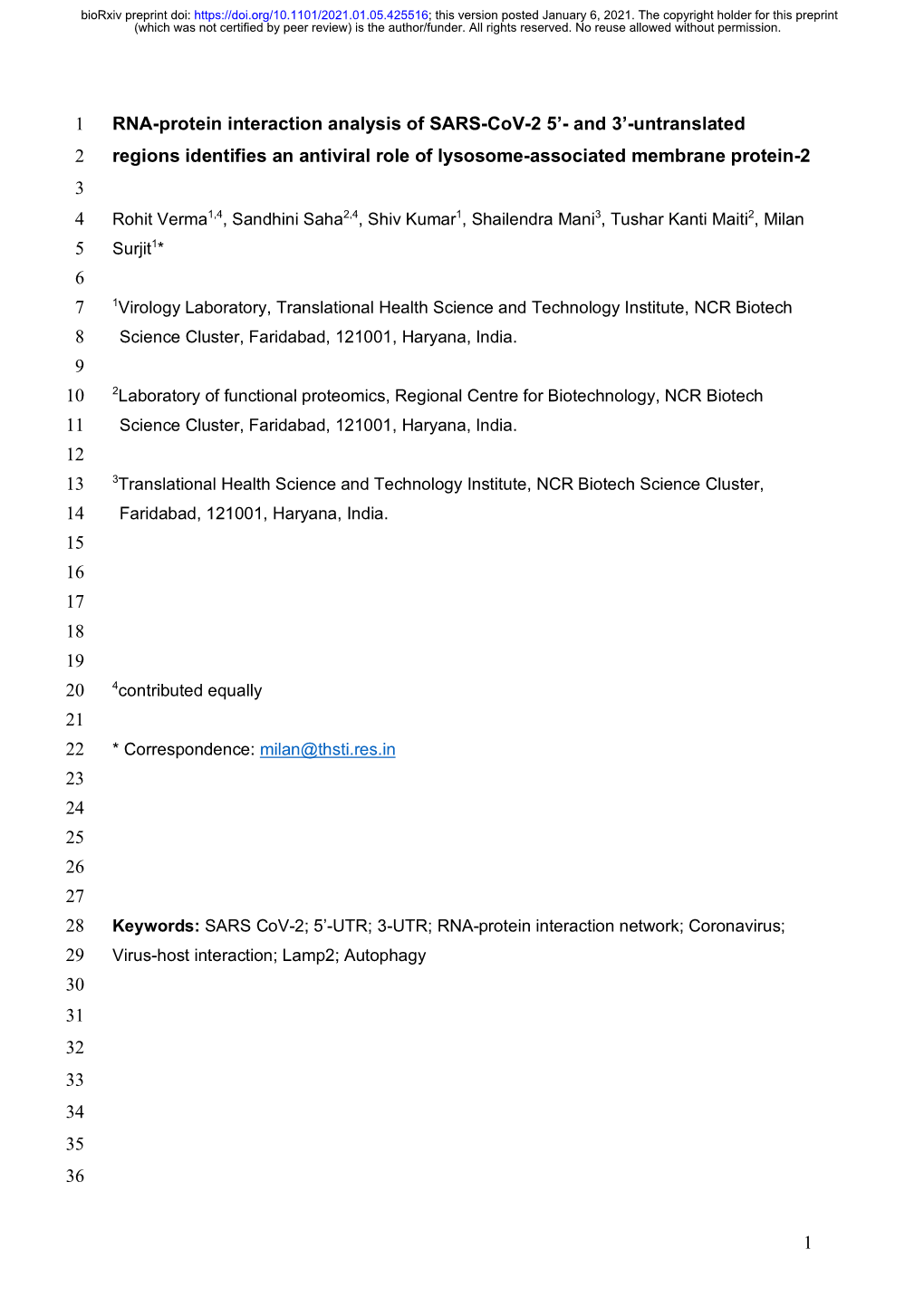 RNA-Protein Interaction Analysis of SARS-Cov-2 5'- and 3