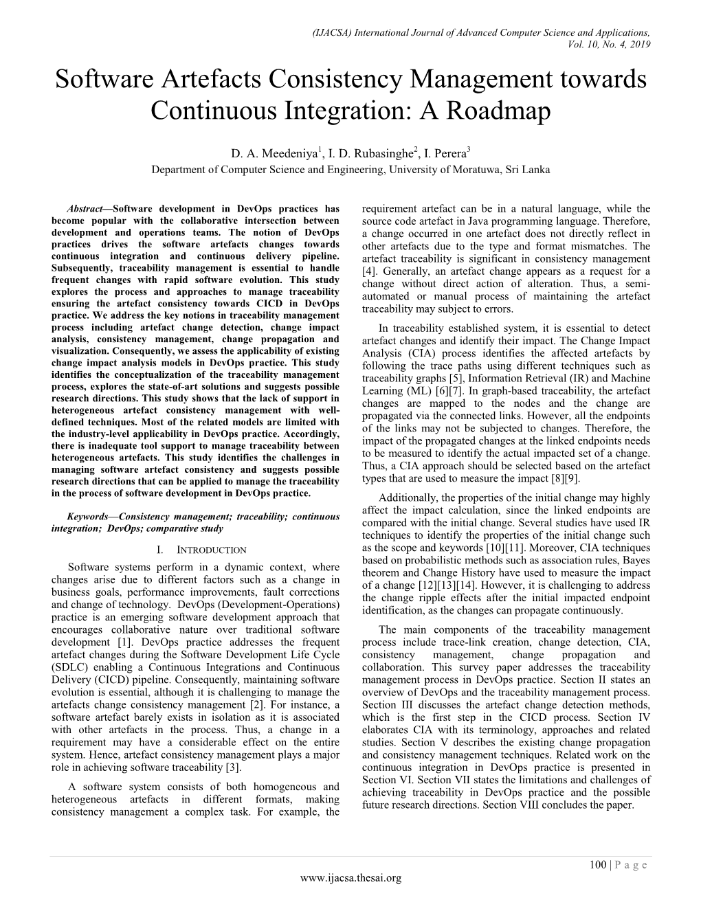 Software Artefacts Consistency Management Towards Continuous Integration: a Roadmap