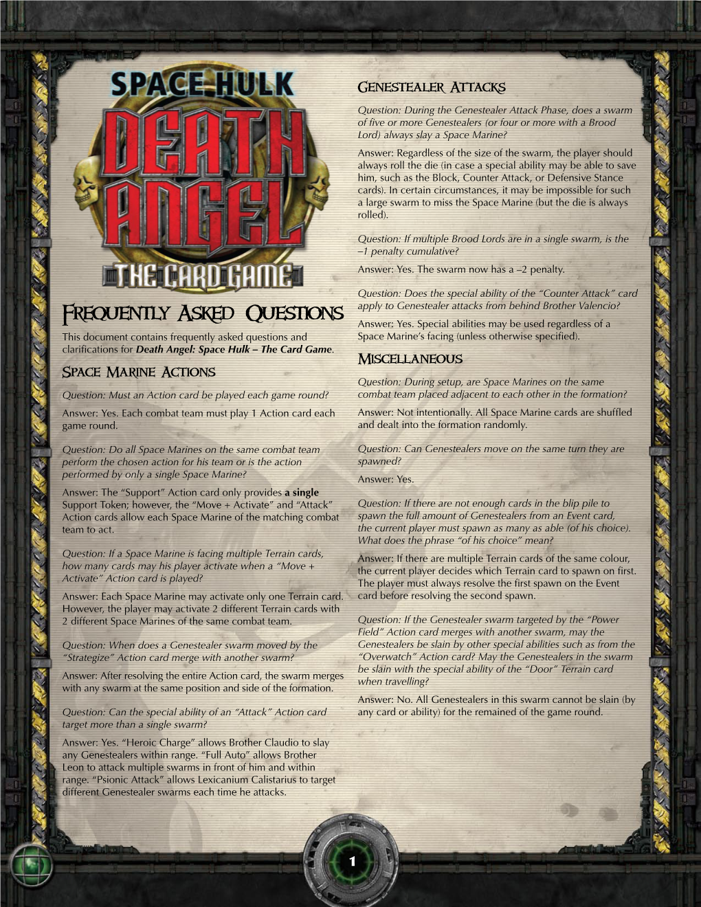 Death Angel: Space Hulk – the Card Game