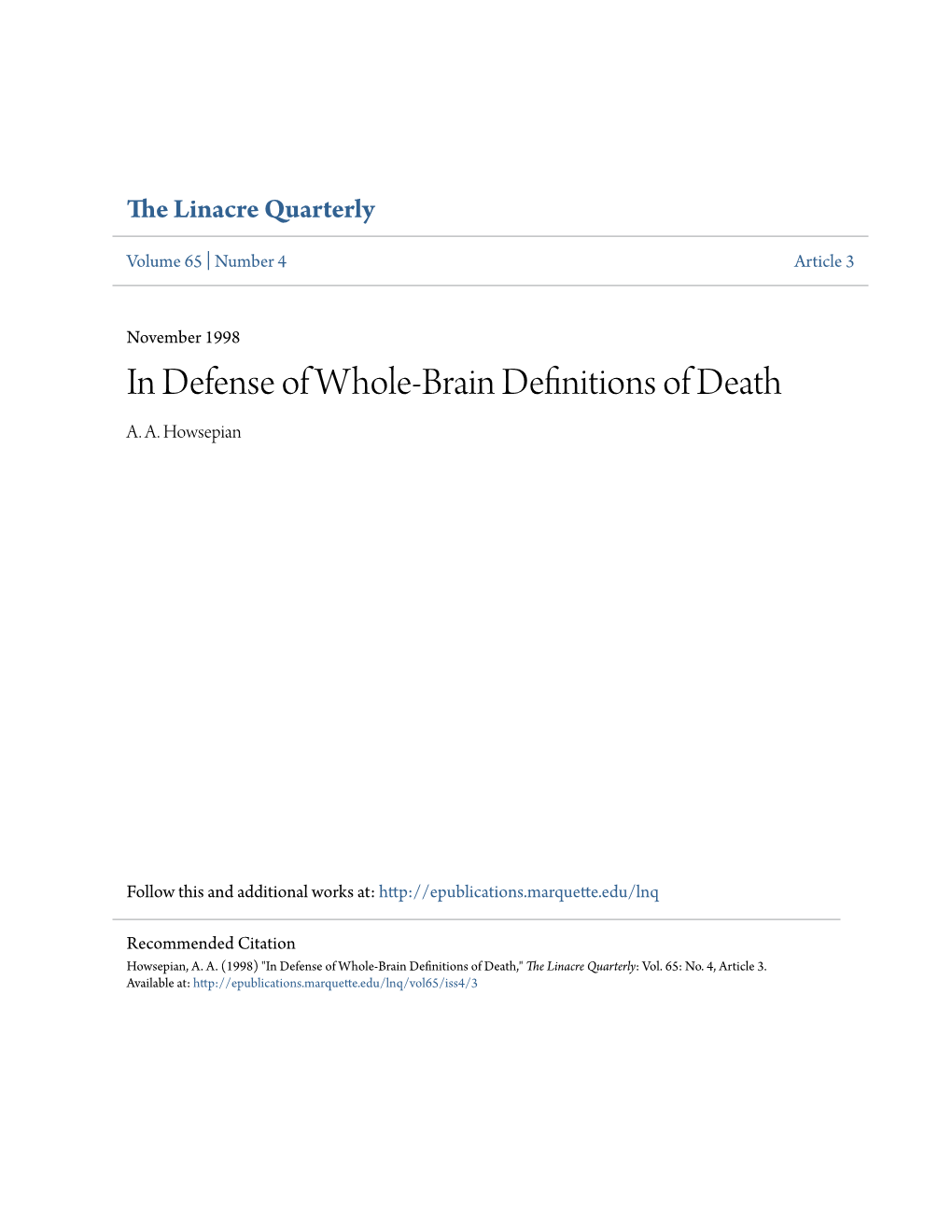 In Defense of Whole-Brain Definitions of Death A