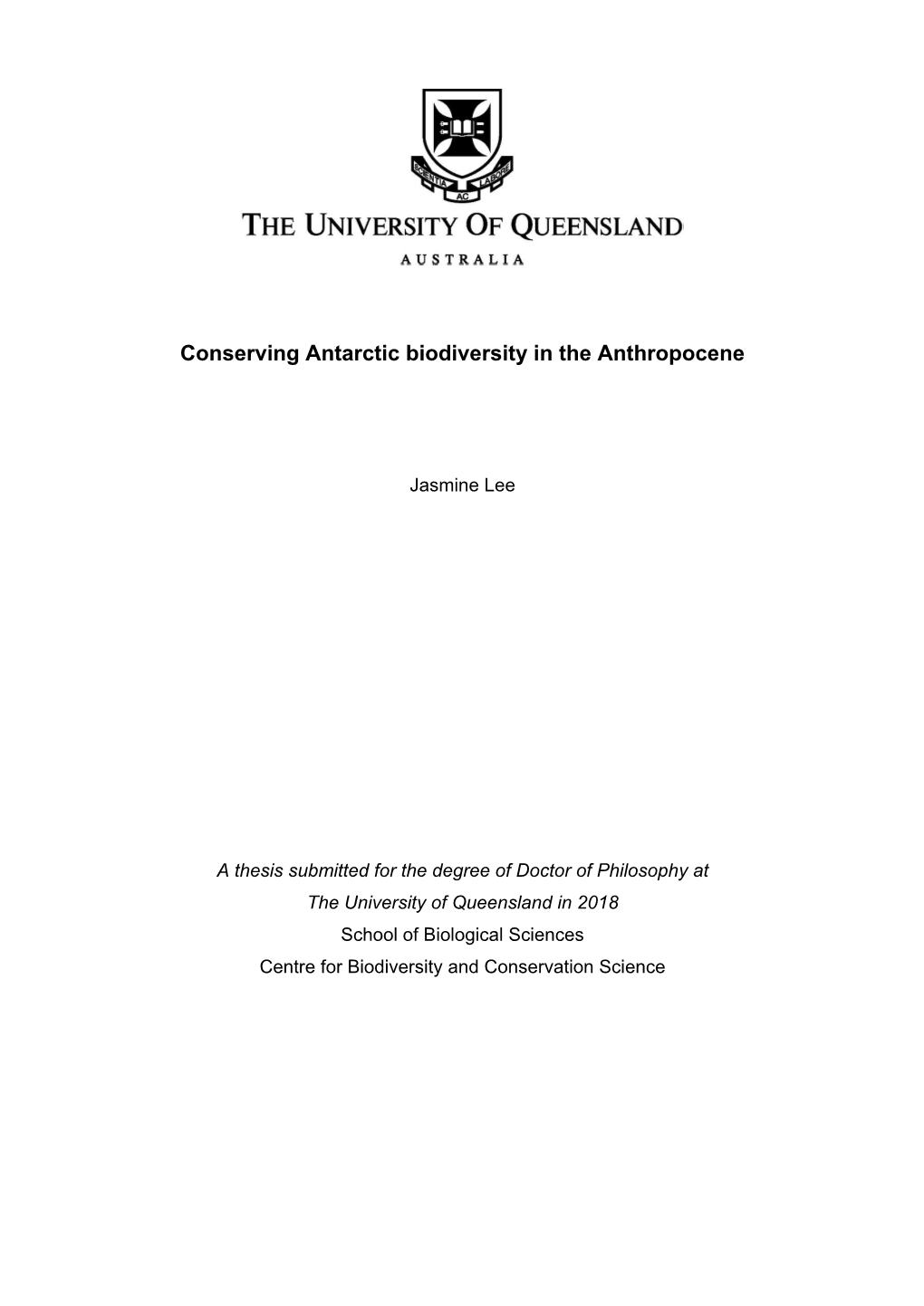 Conserving Antarctic Biodiversity in the Anthropocene