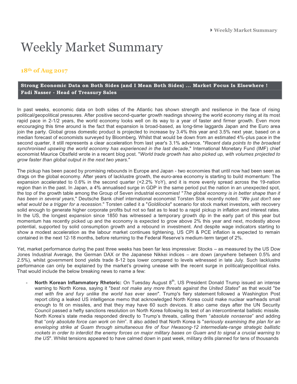 Weekly Market Summary