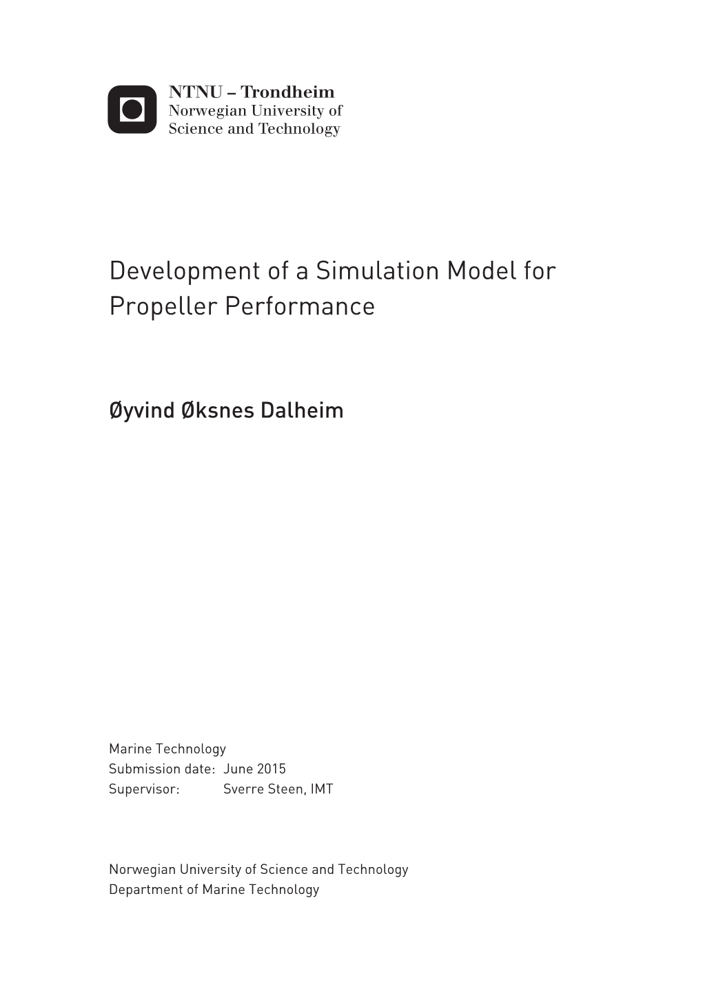 Development of a Simulation Model for Propeller Performance