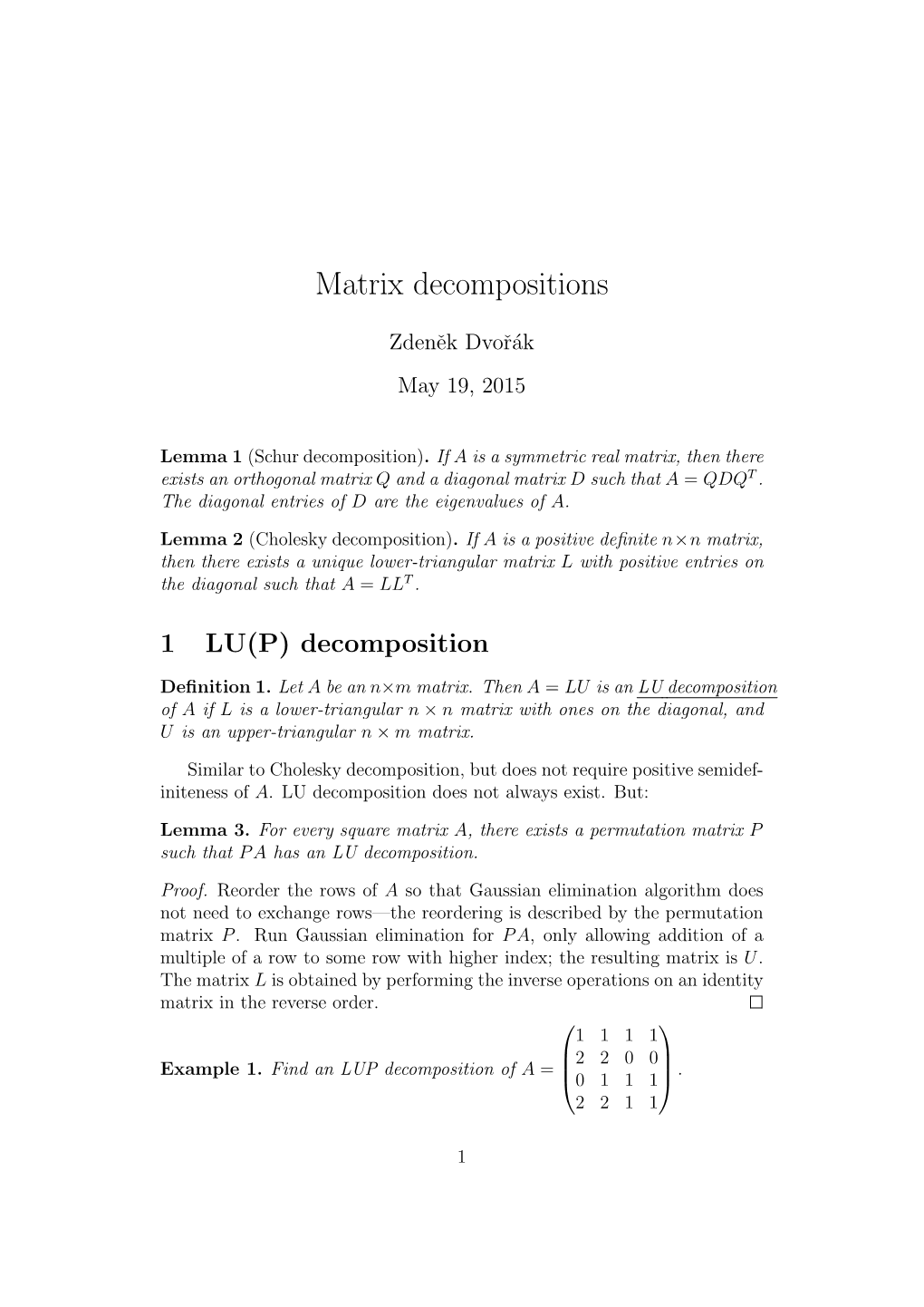 Matrix Decompositions