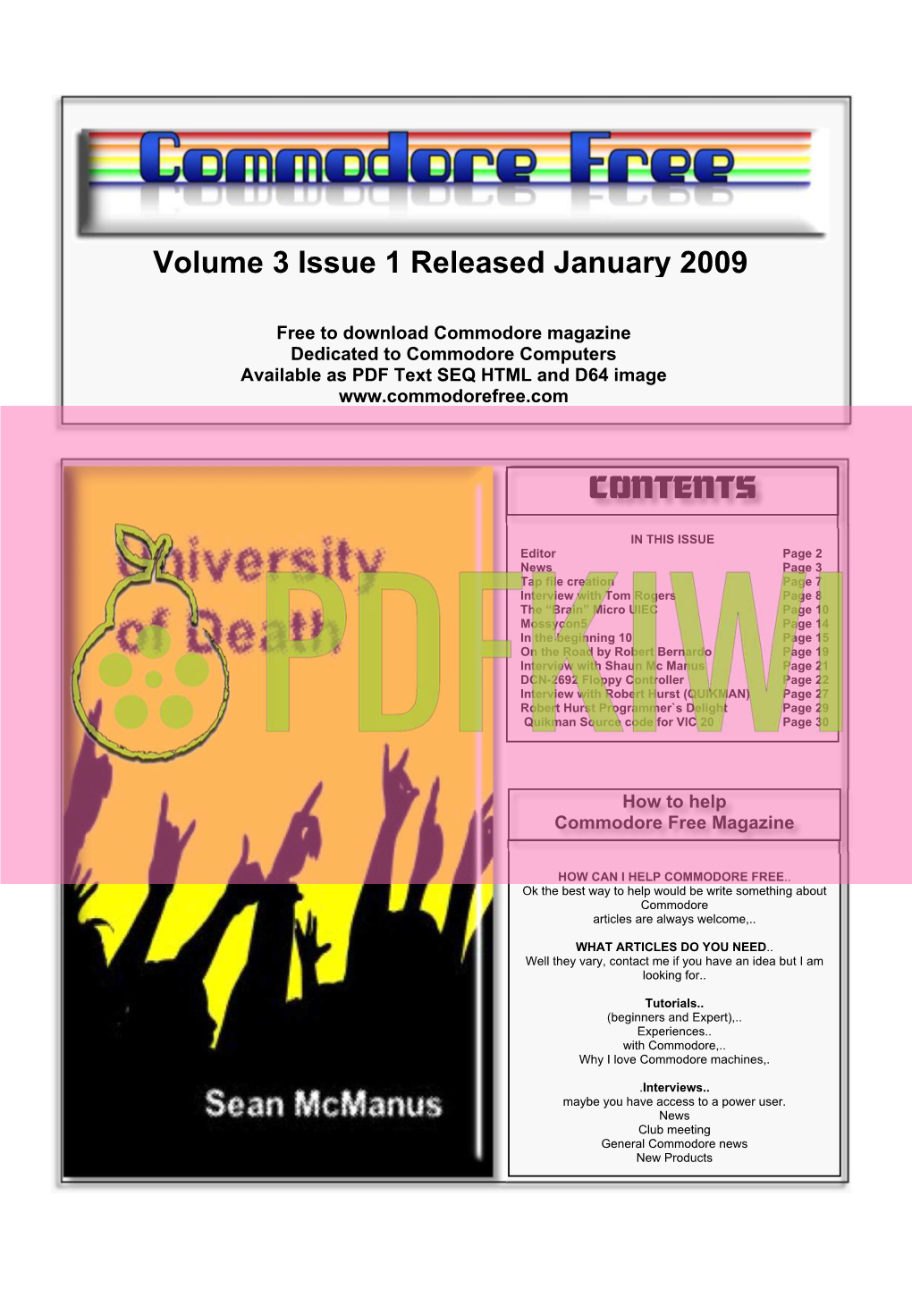 Volume 3 Issue 1 Released January 2009 CONTENTS