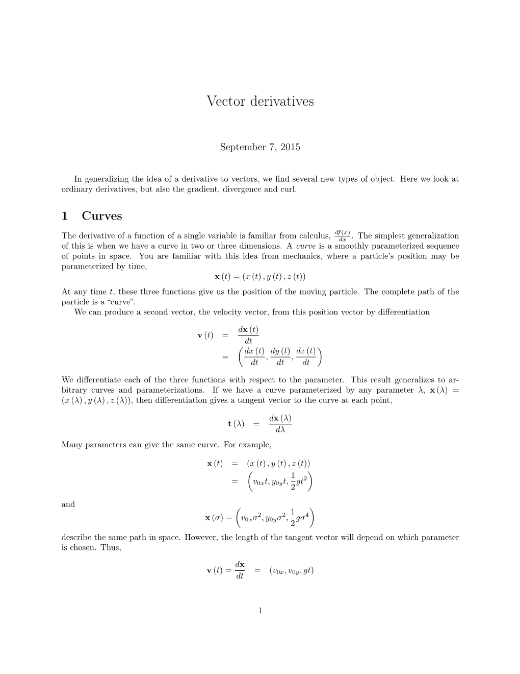 Vector Derivatives