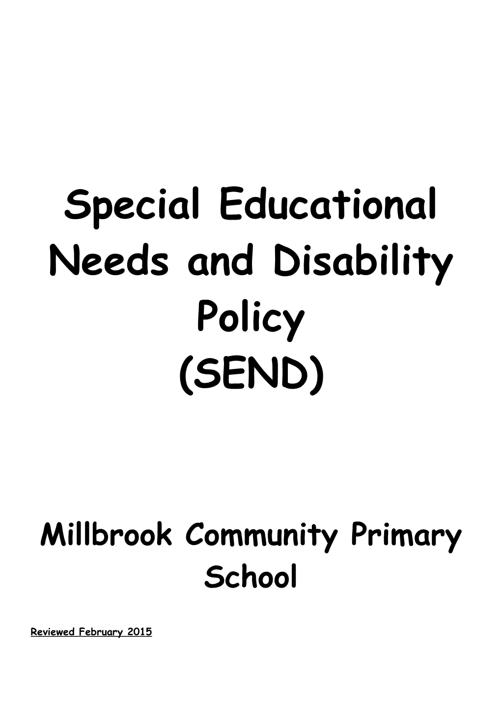 Special Educational Needs and Disability Policy