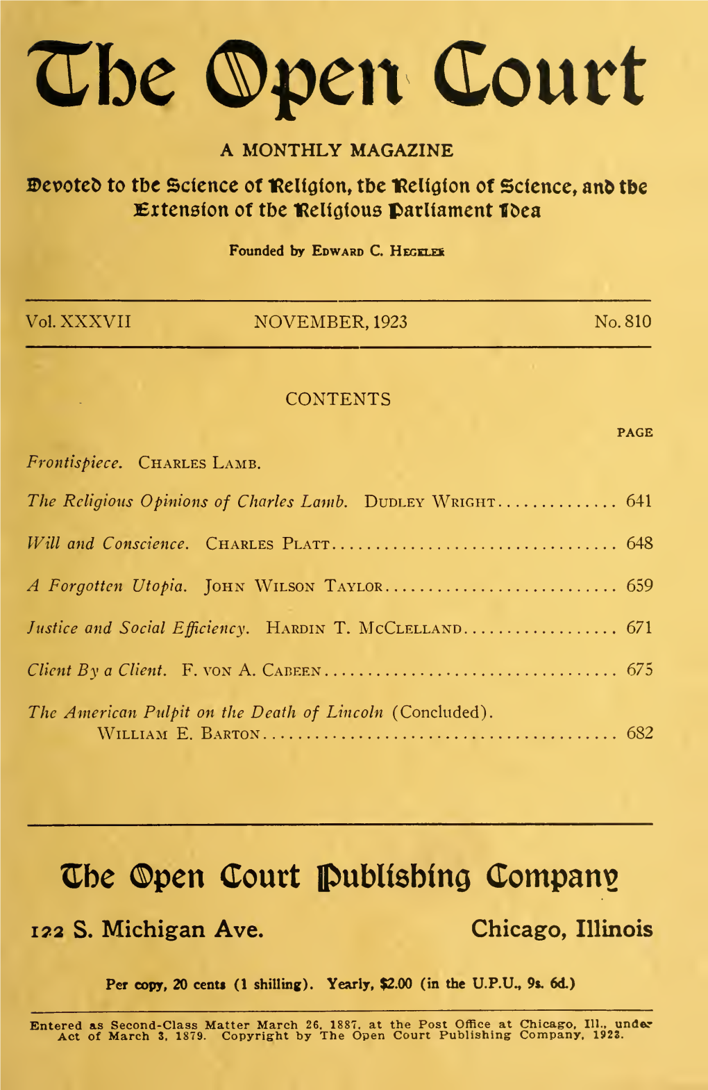 The Religious Opinions of Charles Lamb. Dudley Wright 641