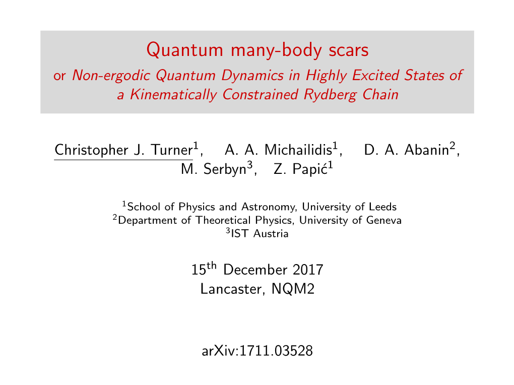 Quantum Many-Body Scars Or Non-Ergodic Quantum Dynamics in Highly Excited States of a Kinematically Constrained Rydberg Chain