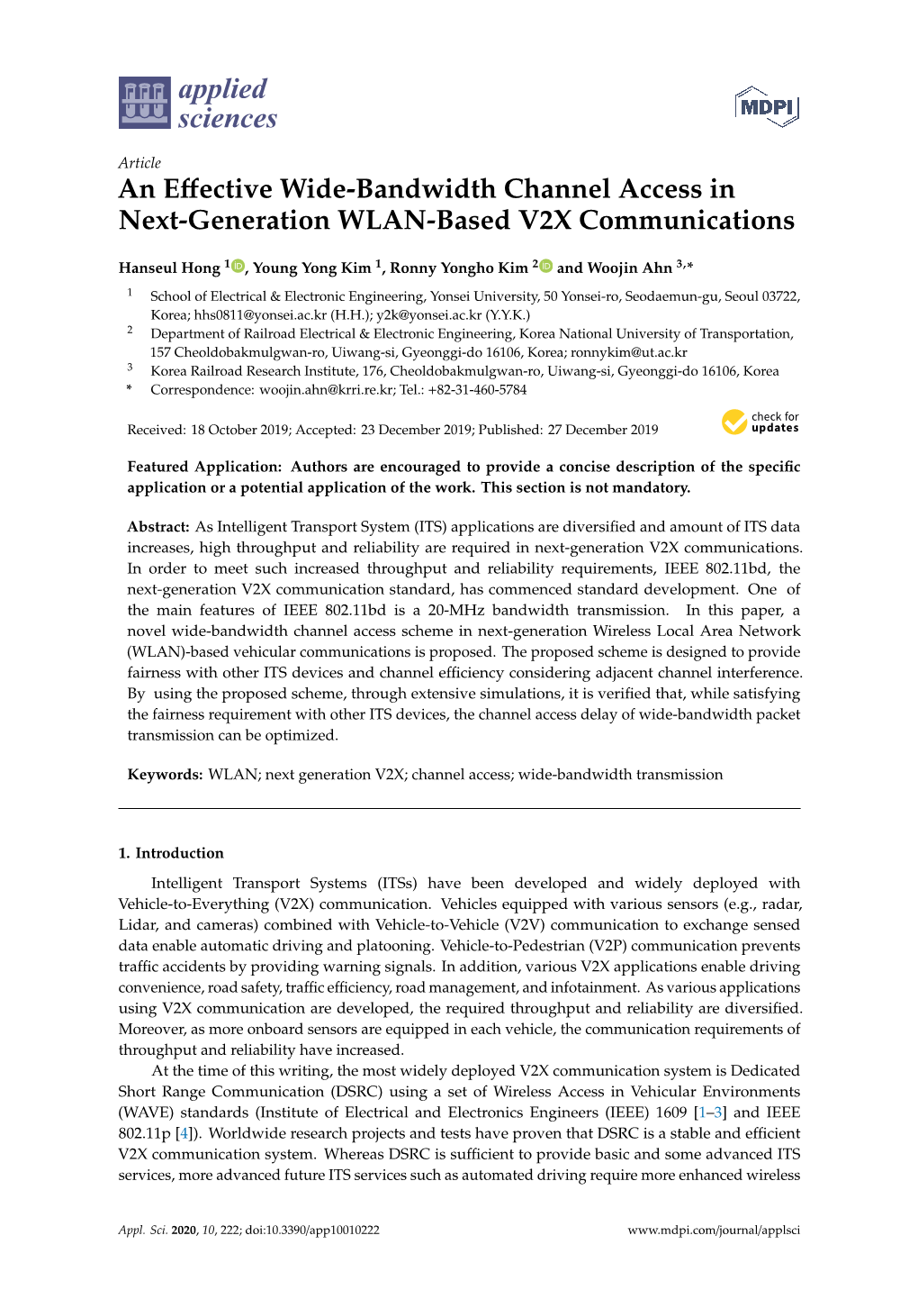 An Effective Wide-Bandwidth Channel Access in Next-Generation WLAN-Based V2X Communications