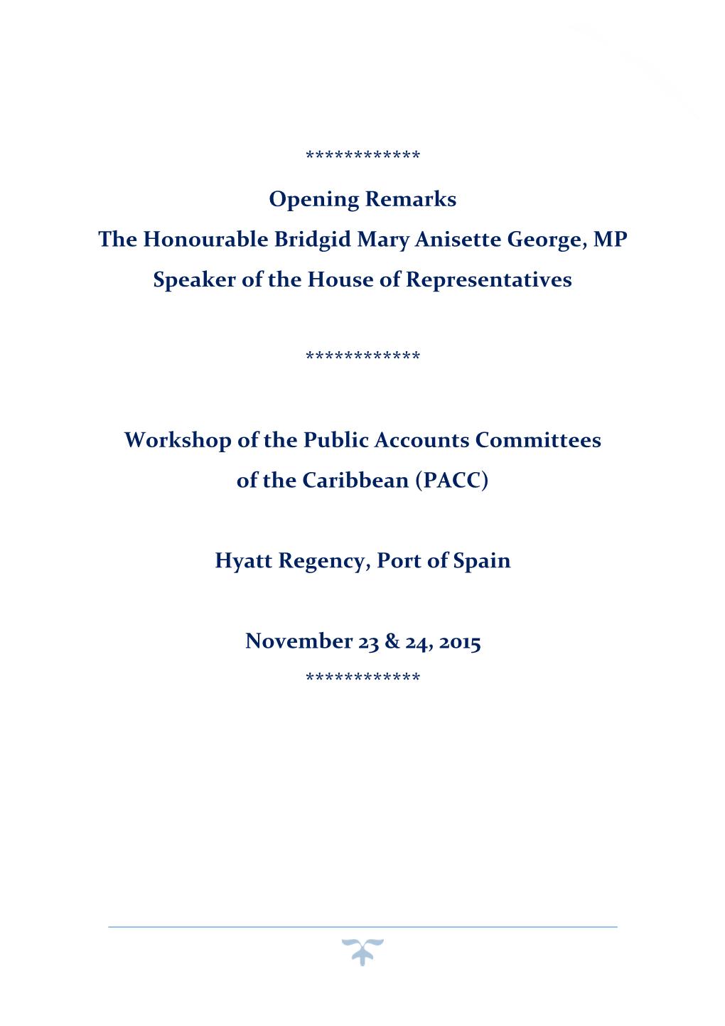 Public Accounts Committees of the Caribbean Workshop