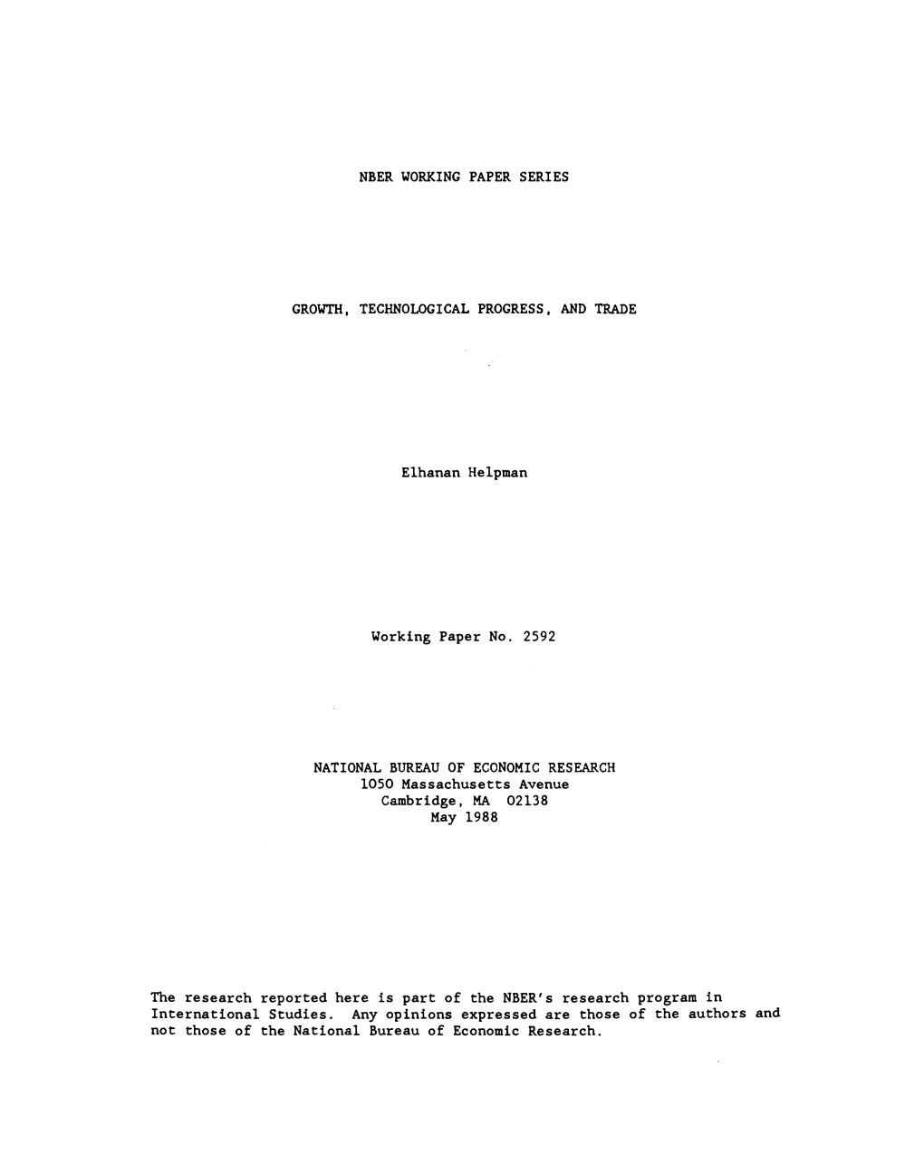 Elhanan Helpman Department of Economics Tel Aviv University Tel Aviv, Israel Revised: March 1988