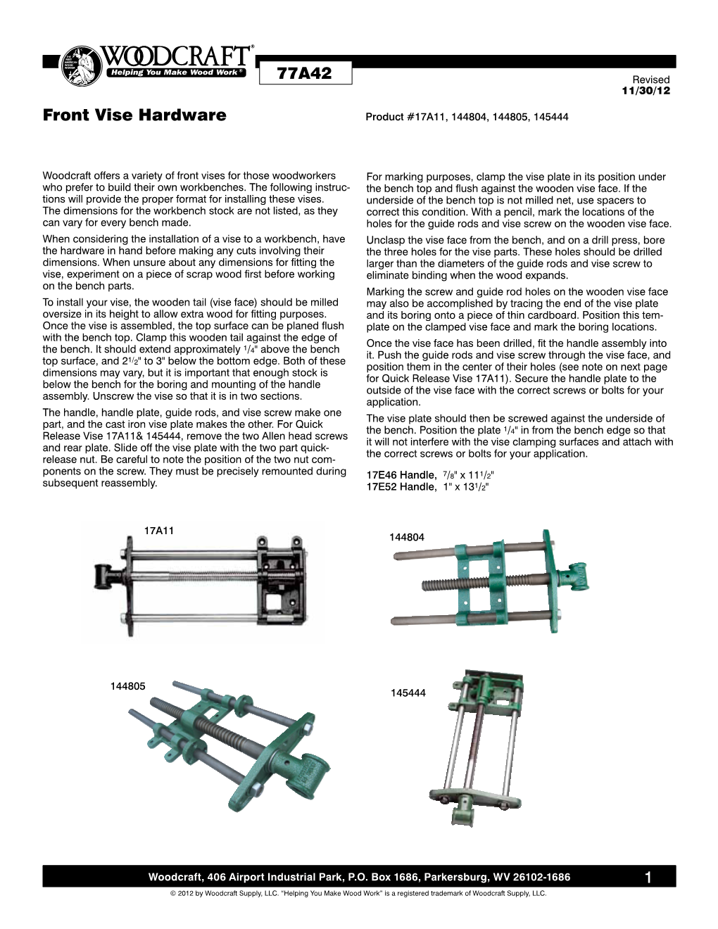 77A42 Front Vise Hardware 1