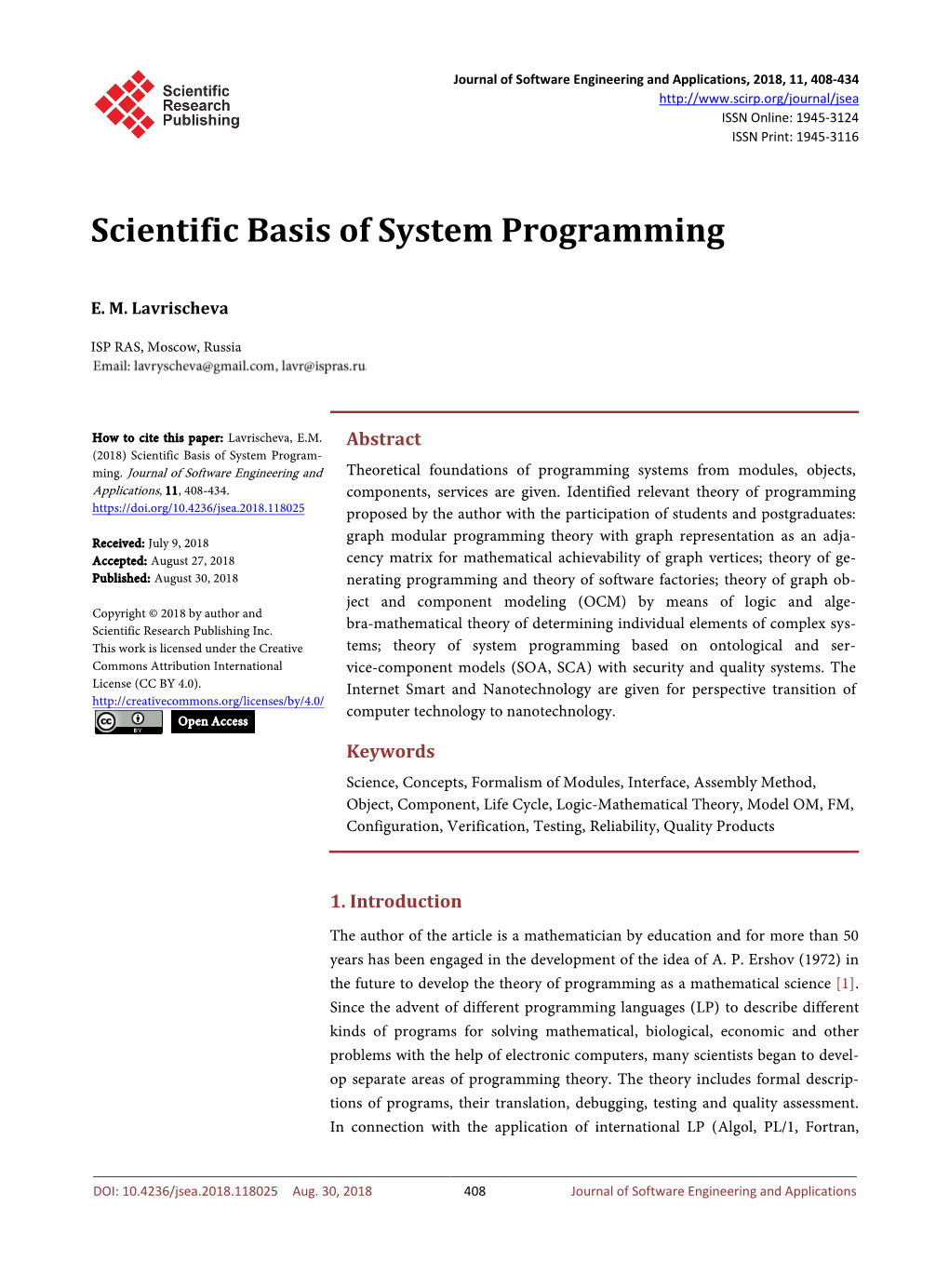 Scientific Basis of System Programming