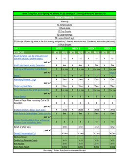 Team Turnpike 2020 Spring Phase 2 at Home 3-Day Strength Training