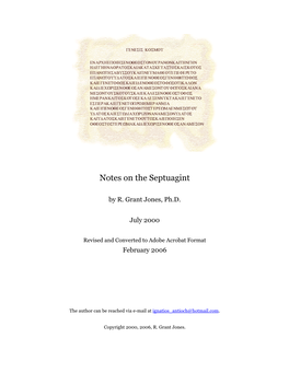 Notes on the Septuagint