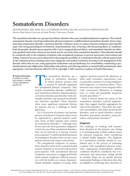 Somatoform Disorders