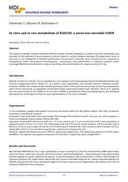 In Vitro and in Vivo Metabolism of RAD140, a Novel Non-Steroidal SARM