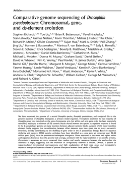 Comparative Genome Sequencing of Drosophila Pseudoobscura: Chromosomal, Gene, and Cis-Element Evolution