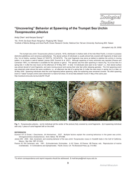 Behavior at Spawning of the Trumpet Sea Urchin Toxopneustes Pileolus
