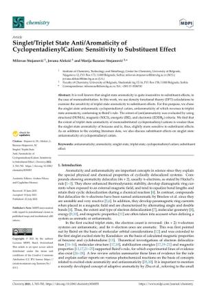 Singlet/Triplet State Anti/Aromaticity of Cyclopentadienylcation: Sensitivity to Substituent Effect