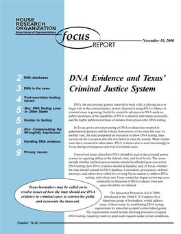 5 13 DNA Evidence and Texas' Criminal Justice System