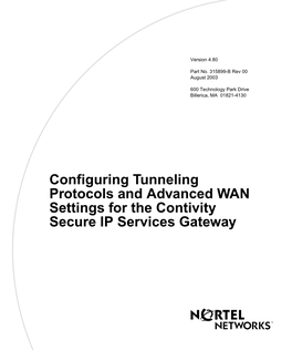 Configuring Tunneling Protocols and Advanced WAN Settings for the Contivity Secure IP Services Gateway 2