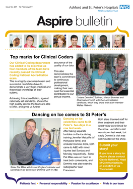 Dancing on Ice Comes to St Peter's Top Marks for Clinical Coders