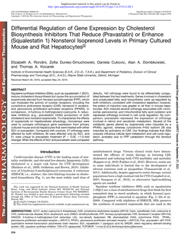 Differential Regulation of Gene Expression by Cholesterol