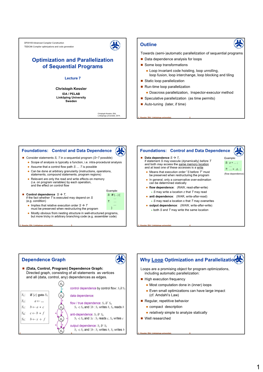 Optimization and Parallelization of Sequential Programs