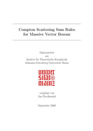 Compton Scattering Sum Rules for Massive Vector Bosons