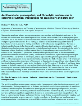 Implications for Brain Injury and Protection