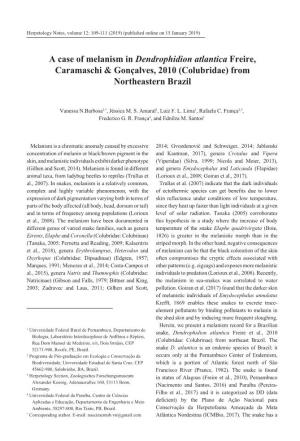 A Case of Melanism in Dendrophidion Atlantica Freire, Caramaschi & Gonçalves, 2010 (Colubridae) from Northeastern Brazil