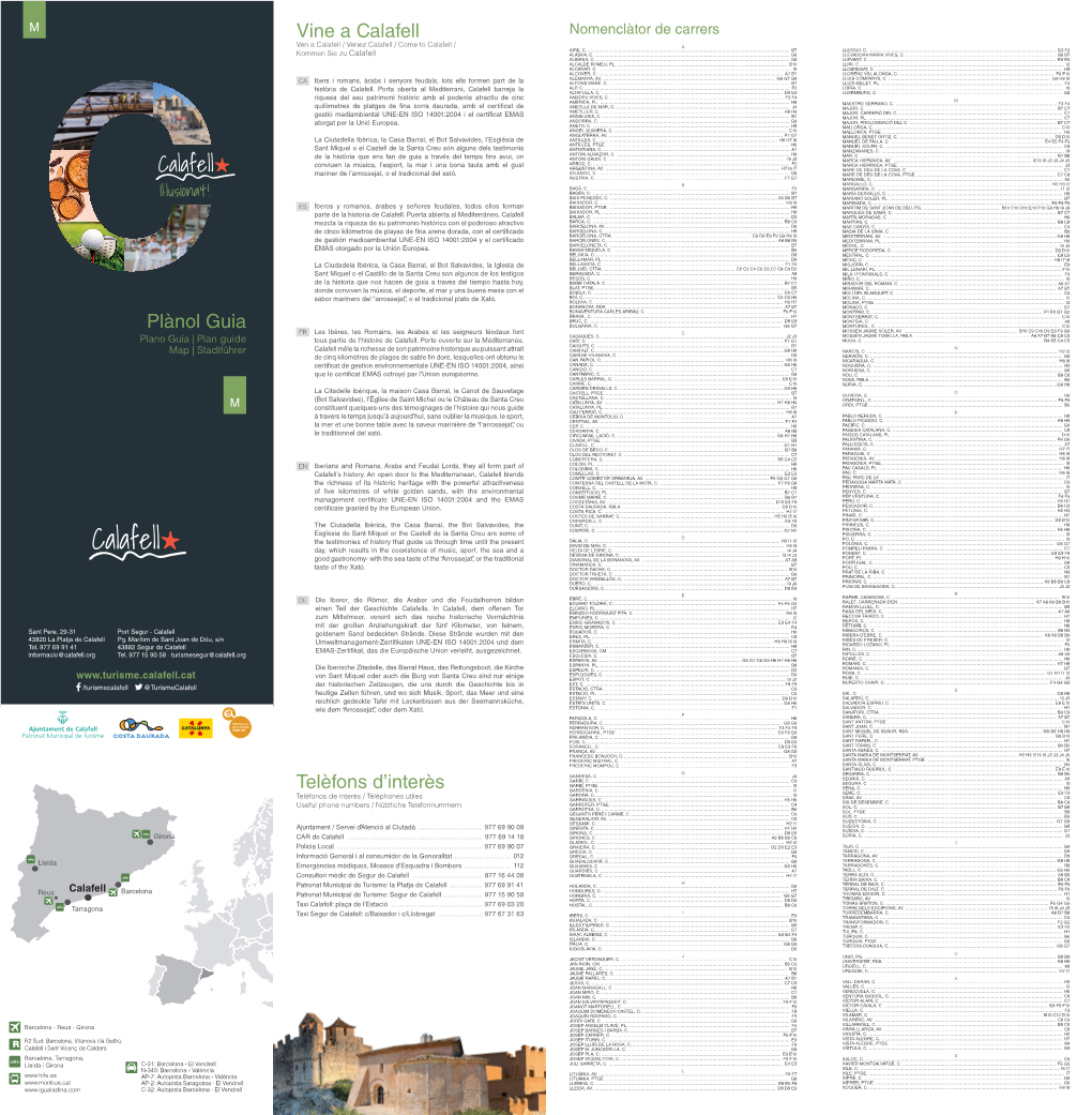 Telèfons D'interès Plànol Guia Vine a Calafell