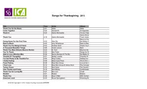 Songs for Thanksgiving 2013