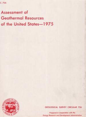 Assessment of Geothermal Resources of the United States-1975