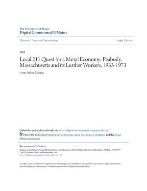 Peabody, Massachusetts and Its Leather Workers, 1933-1973 Lynne Nelson Manion