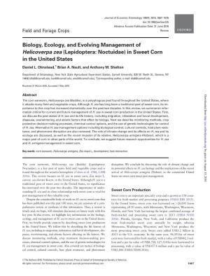 Biology, Ecology, and Evolving Management of Helicoverpa Zea (Lepidoptera: Noctuidae) in Sweet Corn in the United States