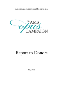 AMS OPUS Campaign: Report to Donors (2011)